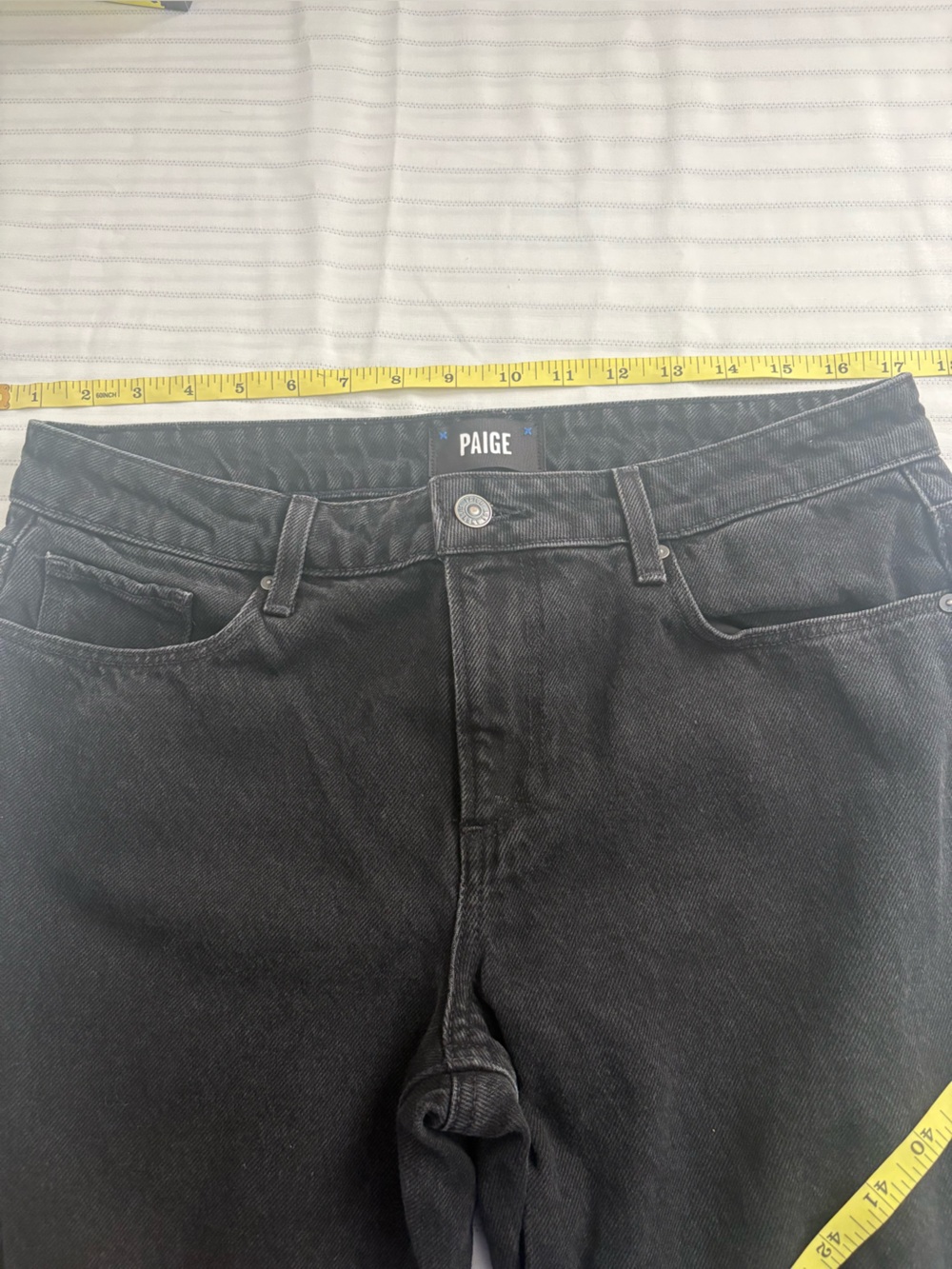 PAIGE Black Wide-Leg Jeans with High Rise - Picture 10 of 13